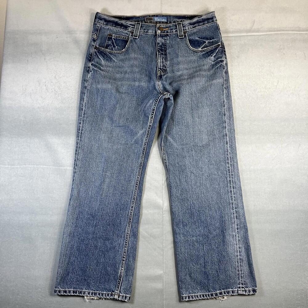 VTG 90s Anchor Blue Baggy Jeans Mens 34x30 Blue Easy Bootleg Med Wash Wide Leg